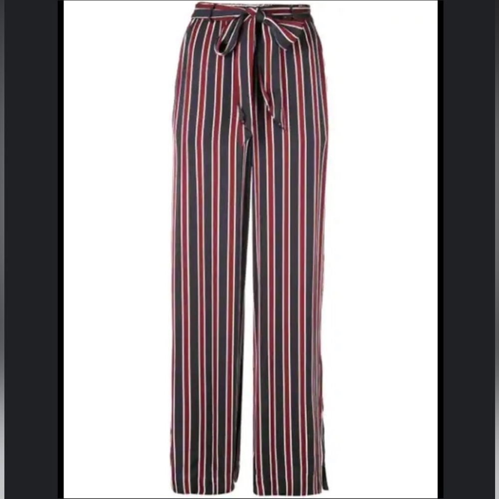 FRAME Easy Striped Charmeuse Wide-Leg Viscose Pant L - Picture 2 of 10